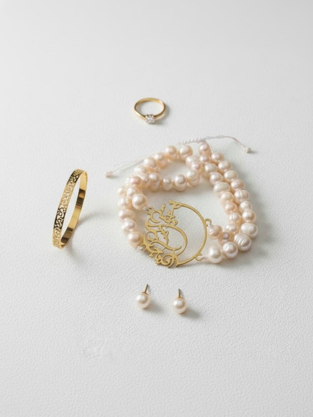Persian Calligraphy Bracelet with Pearl Band